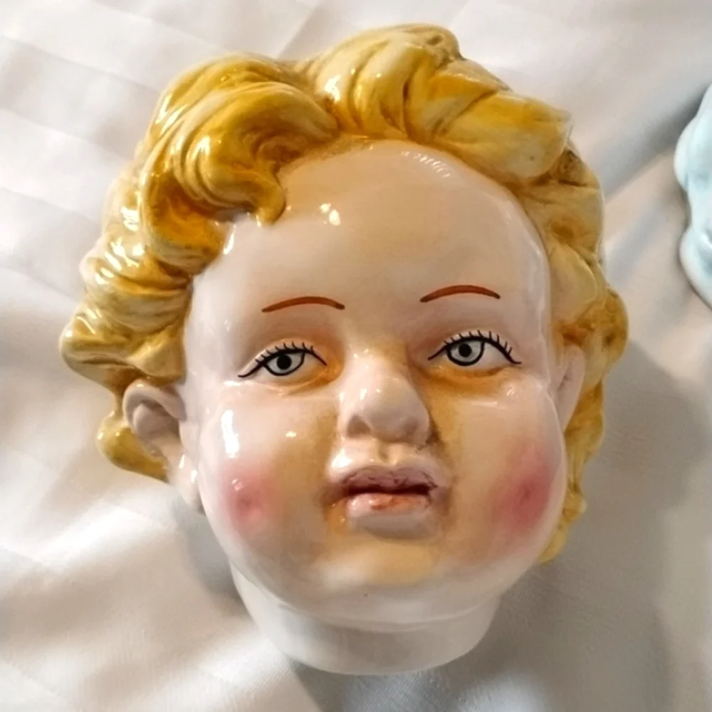 Gibson Beautiful Winged Ceramic Angel Cherub Child Cookie Jar